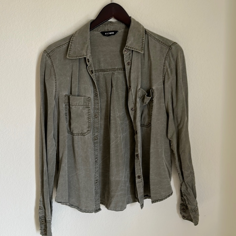 Army Green Button Up Top